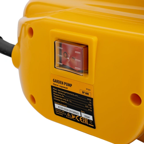 Садовый поверхностный насос GP 600, 600 Вт, 3000 л/ч, подъем 35 м, пластик Denzel по ценам производителя в Уфе с доставкой по всей России
