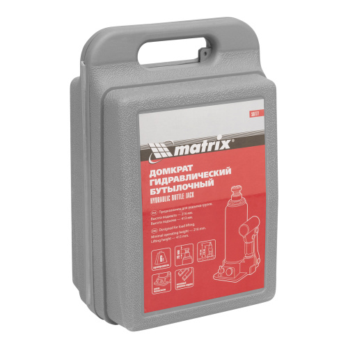 Домкрат гидравлический бутылочный, 6 т, h подъема 216-413 мм, в пластиковом кейсе Matrix по ценам производителя в Уфе с доставкой по всей России