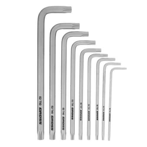 Набор ключей имбусовых Torx -TT, 9 шт: T10-T50, удлиненные, S2, сатинированные Gross по ценам производителя в Уфе с доставкой по всей России