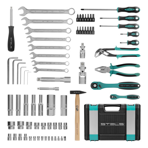 Набор инструментов, 1/2", 1/4", CrV, 12 гранные головки, пластиковый кейс, 76 предметов Stels по ценам производителя в Уфе с доставкой по всей России