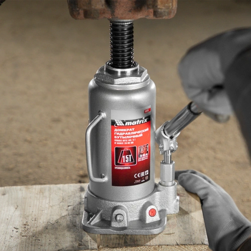 Домкрат гидравлический бутылочный, 15 т, высота подъема 230-460 мм Matrix по ценам производителя в Уфе с доставкой по всей России