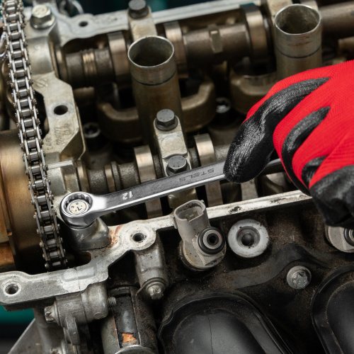 Ключ комбинированный, 12 мм, CrV, матовый хром Stels по ценам производителя в Уфе с доставкой по всей России