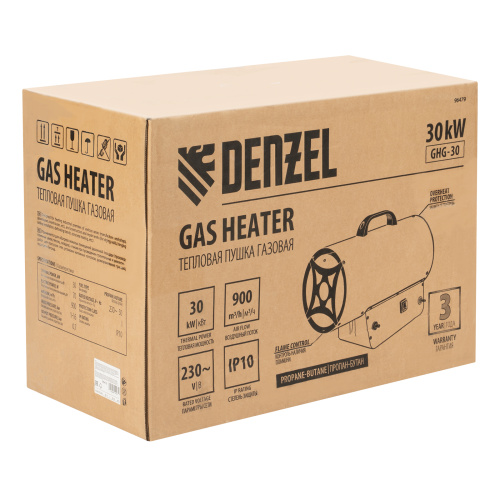 Газовая тепловая пушка GHG-30, 30 кВт, 900 м3/ч, пропан-бутан Denzel по ценам производителя в Уфе с доставкой по всей России
