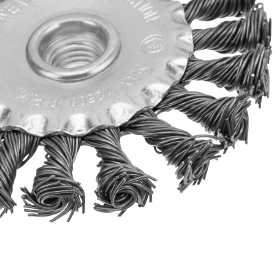 Щетка для УШМ 100 мм, М14, плоская, крученая проволока 0.8 мм Matrix по ценам производителя в Уфе с доставкой по всей России