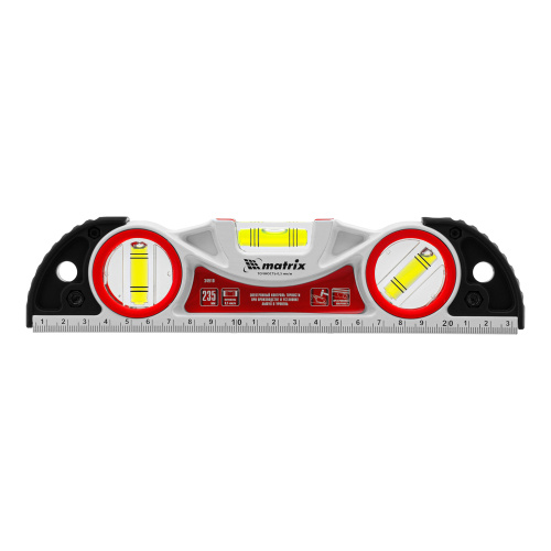 Уровень алюминиевый литой, фрезерованный, 3 глазка, две ударные площадки, 235 мм Matrix по ценам производителя в Уфе с доставкой по всей России