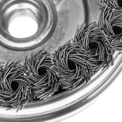 Щетка для УШМ Heavy Duty, 100 мм, М14, "чашка", крученая проволока 0.5 мм Matrix по ценам производителя в Уфе с доставкой по всей России