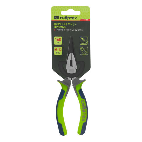 Длинногубцы прямые 160 мм, фосфатирование, трехкомпонентные рукоятки Сибртех по ценам производителя в Уфе с доставкой по всей России