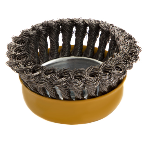 Щетка для УШМ, 100 мм, "Чашка", крученая нержавеющая проволока 0.5 мм, М14 Denzel по ценам производителя в Уфе с доставкой по всей России