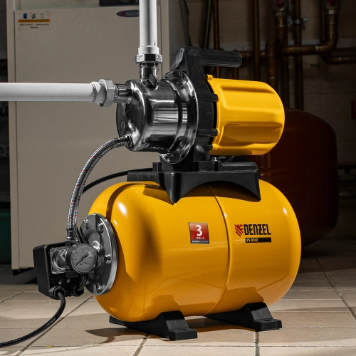 Насосная станция PS800X, 800 Вт, 3200 л/ч, ресивер 24 л, подъем 38 м, нержавейка Denzel по ценам производителя в Уфе с доставкой по всей России