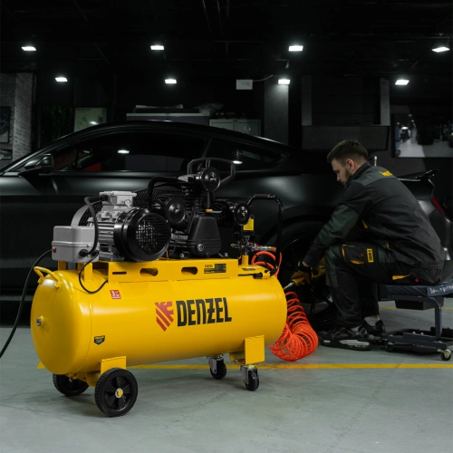 Компрессор воздушный BCW3000-T/100, ременный привод, 3.0 кВт, 100 литров, 520 л/мин Denzel по ценам производителя в Уфе с доставкой по всей России