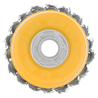 Щетка для УШМ, 75 мм, "Чашка", крученая нержавеющая проволока 0.5 мм, М14 Denzel по ценам производителя в Уфе с доставкой по всей России