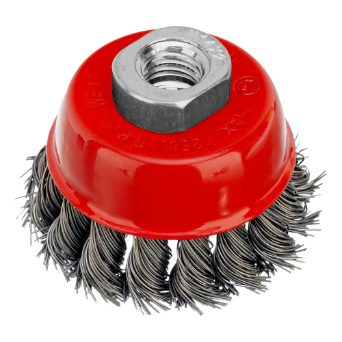 Щетка для УШМ, 65 мм, М14, "чашка", крученая проволока 0.5 мм Matrix по ценам производителя в Уфе с доставкой по всей России