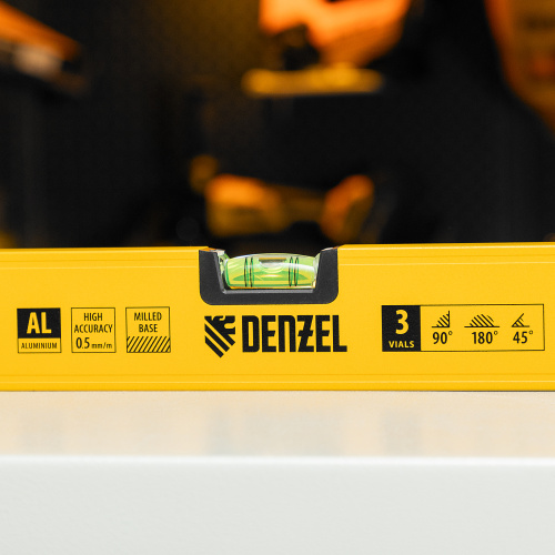 Уровень алюминиевый, магнит, фрезерованный, 3 глазка (1 зеркал.) 0,5 мм/м, 1200 мм Denzel по ценам производителя в Уфе с доставкой по всей России