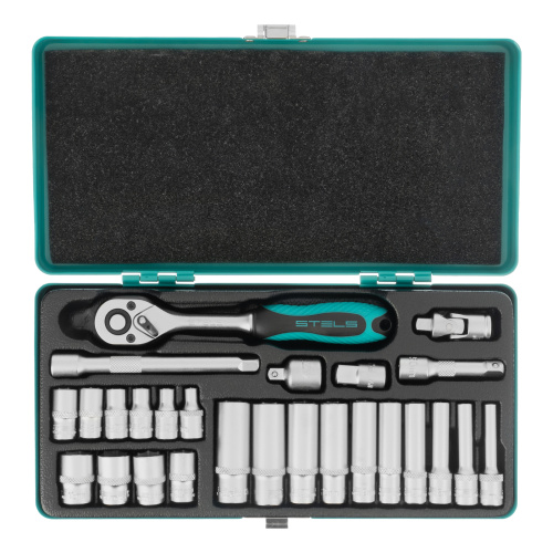 Набор торцевых головок с трещоткой, 1/4", 26 предметов Stels по ценам производителя в Уфе с доставкой по всей России