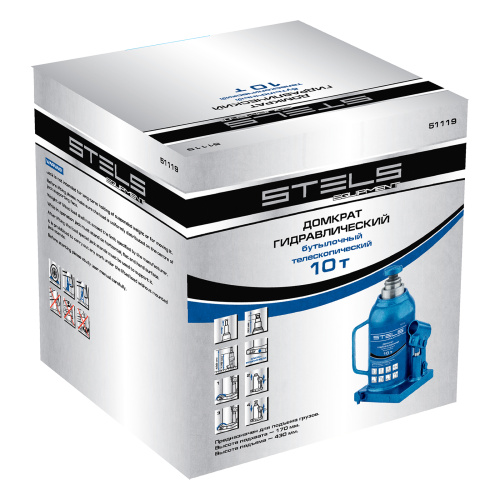 Домкрат гидравлический бутылочный телескопический, 10 т, H подъема 170-430 мм Stels по ценам производителя в Уфе с доставкой по всей России
