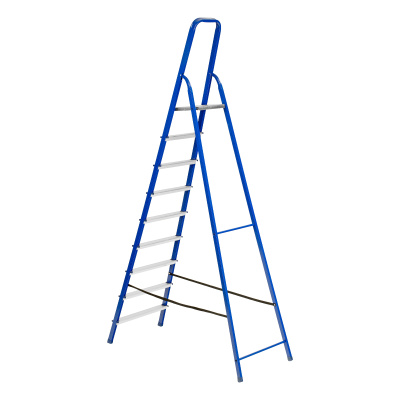 Стремянка, 9 ступеней, стальной профиль, алюминиевые ступени Сибртех по ценам производителя в Уфе с доставкой по всей России