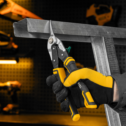 Ножницы по металлу, 270 мм, прямой и правый рез, сталь-СrMo, трехкомпонентные рукоятки Denzel по ценам производителя в Уфе с доставкой по всей России