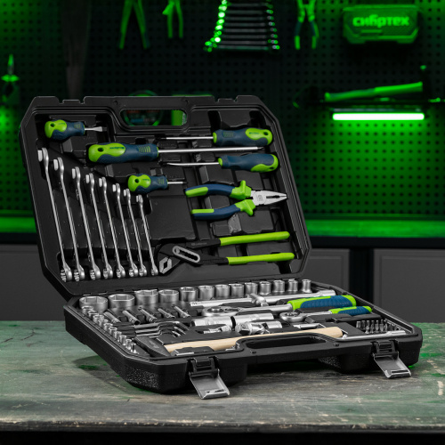 Набор инструментов, 1/2", 1/4", пластиковый кейс 76 предметов Сибртех по ценам производителя в Уфе с доставкой по всей России