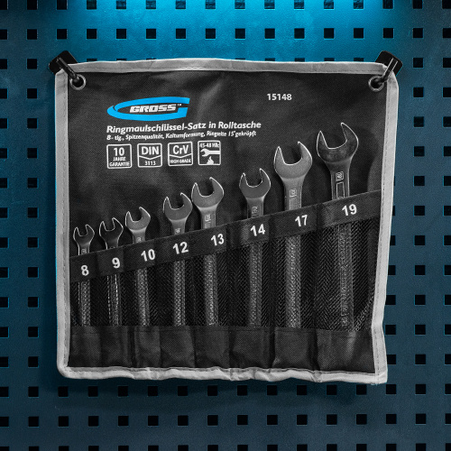 Набор ключей комбинированных 8-19 мм, 8 шт, CrV, холодный штамп Gross по ценам производителя в Уфе с доставкой по всей России