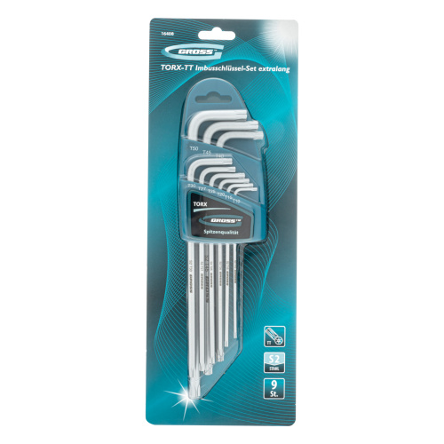 Набор ключей имбусовых Torx -TT, 9 шт: T10-T50, экстра-длинные, S2, сатинированные Gross по ценам производителя в Уфе с доставкой по всей России