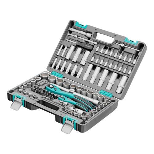 Набор инструментов 1/2", 1/4", CrV, 12 гранные головки, пластиковый кейс, 109 предмета Stels по ценам производителя в Уфе с доставкой по всей России