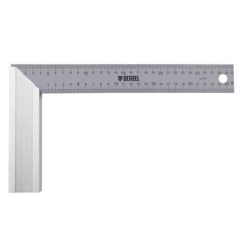 Угольник стальной 300 мм, нержавеющая сталь, градуировка, алюминиевое основание Denzel по ценам производителя в Уфе с доставкой по всей России
