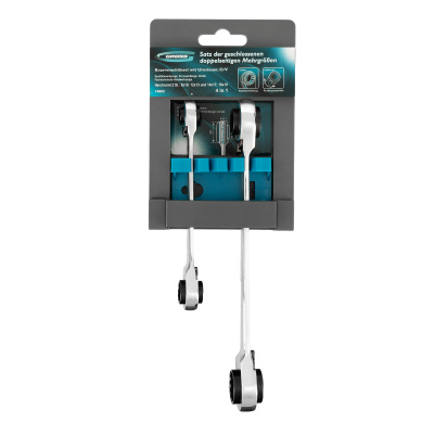 Набор ключей накидных с трещоткой, 8-19 мм, 2 шт, многоразмерные, реверсивные, CrV Gross по ценам производителя в Уфе с доставкой по всей России