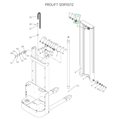 Ролик цепи редуктора ведущего колеса в сборе для штабелеров SDR 1-1,2 т, SDR1635 по ценам производителя в Уфе с доставкой по всей России
