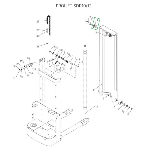 Ролик цепи редуктора ведущего колеса в сборе для штабелеров SDR 1-1,2 т, SDR1635 по ценам производителя в Уфе с доставкой по всей России