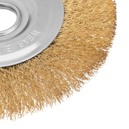 Щетка для УШМ, 150 мм, посадка 22.2 мм, плоская, латунированная витая проволока Matrix по ценам производителя в Уфе с доставкой по всей России