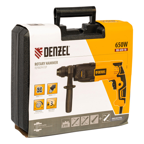 Перфоратор электрический RH-650-18, SDS-plus, 650 Вт, 2.0 Дж, 3 плюс 1 режим Denzel по ценам производителя в Уфе с доставкой по всей России