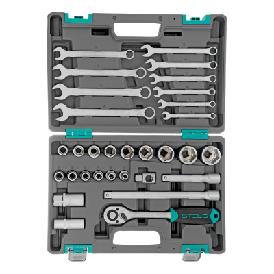 Набор инструментов, 1/2", CrV, пластиковый кейс 31 предмет Stels по ценам производителя в Уфе с доставкой по всей России