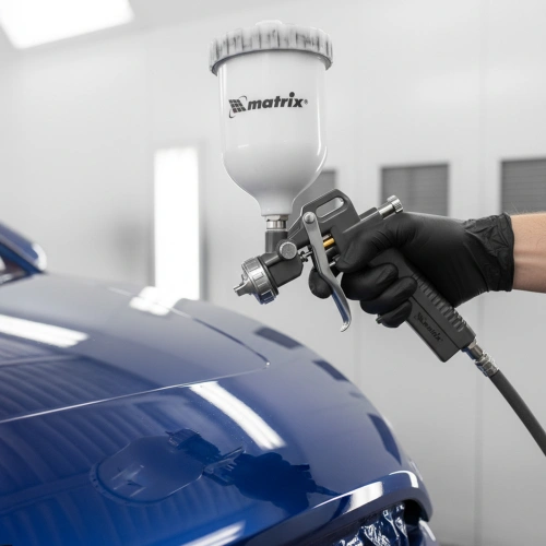 Набор пневмоинструмента, 5 предметов, быстросъемное соединение, краскораспылитель с верхним бачком Matrix по ценам производителя в Уфе с доставкой по всей России