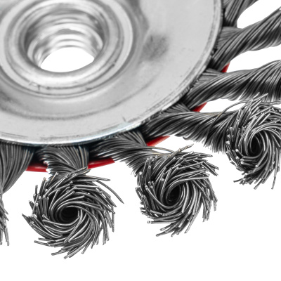 Щетка для УШМ, 125 мм, М14, "тарелка", крученая проволока 0.5 мм Matrix по ценам производителя в Уфе с доставкой по всей России