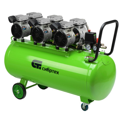 Компрессор безмаслянный малошумный МБ 2250/100, 2250 Вт, 100л, 400 л/мин Сибртех по ценам производителя в Уфе с доставкой по всей России