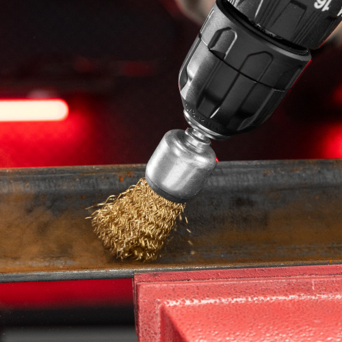 Набор щеток для дрели, 3 шт, 1 плоская, 50 мм, 2 "чашки", 25-50 мм, со шпильками Matrix по ценам производителя в Уфе с доставкой по всей России