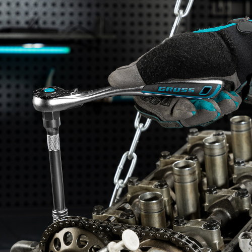 Набор торцевых головок, трещотка 120 зубьев, 3/8", CrV, 12 предметов Gross по ценам производителя в Уфе с доставкой по всей России