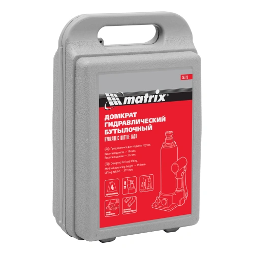 Домкрат гидравлический бутылочный, 4 т, h подъема 194-372 мм, в пластиковом кейсе Matrix по ценам производителя в Уфе с доставкой по всей России