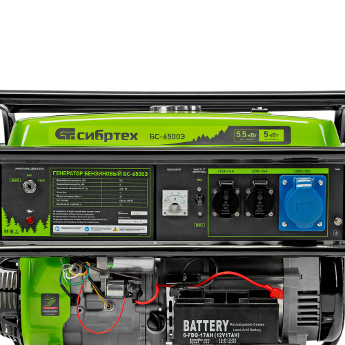Генератор бензиновый БС-6500Э, 5.5 кВт, 230В, четырехтактный, 25 л, электростартер Сибртех по ценам производителя в Уфе с доставкой по всей России