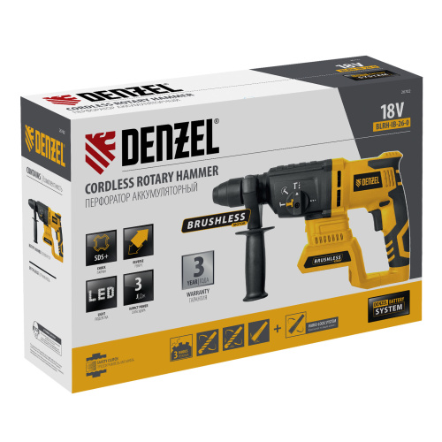 Перфоратор аккумуляторный BLRH-IB-26-0 Li-Ion, 18 В Denzel по ценам производителя в Уфе с доставкой по всей России