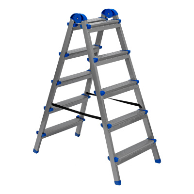 Стремянка двухсторонняя 5 ступеней, сталь профиль, стальные ступени, Сибртех по ценам производителя в Уфе с доставкой по всей России