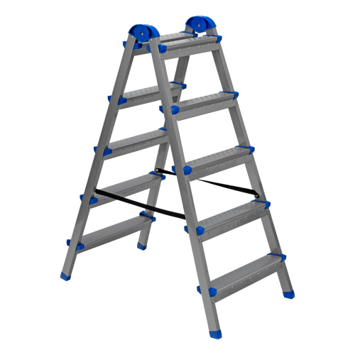 Стремянка двухсторонняя 5 ступеней, сталь профиль, стальные ступени, Сибртех по ценам производителя в Уфе с доставкой по всей России