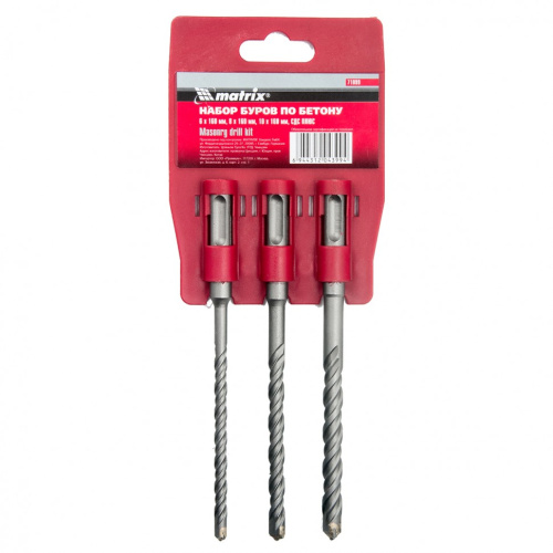 Набор буров по бетону, 6 х 160, 8 х 160, 10 х 160 мм, 3 шт, на подвесной карте, SDS Plus Matrix по ценам производителя в Уфе с доставкой по всей России