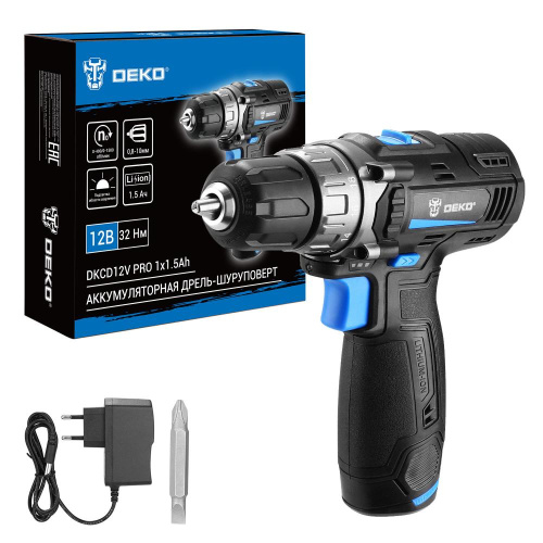 Аккумуляторная дрель-шуруповерт DEKO DKCD12V PRO, 12В, 1x1.5Ач купить в Москве с доставкой по всей России | ProtosMarket.ru