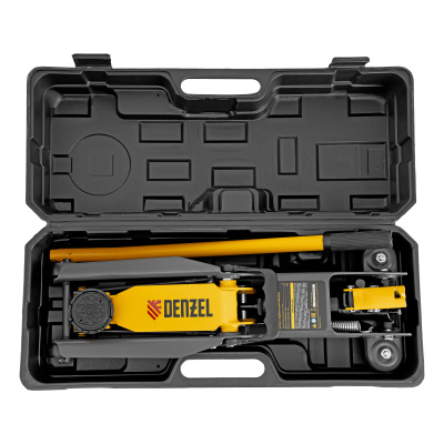 Домкрат гидравлический подкатной, 2 т, 135-385 мм, в пласт. кейсе Denzel по ценам производителя в Уфе с доставкой по всей России