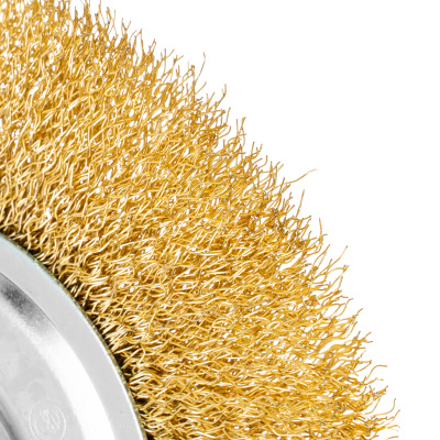 Щетка для УШМ, 150 мм, М14, плоская, латунированная витая проволока Matrix по ценам производителя в Уфе с доставкой по всей России