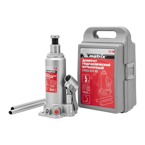 Домкрат гидравлический бутылочный, 5 т, высота подъема 216-413 мм, в пластиковый кейсе Matrix по ценам производителя в Уфе с доставкой по всей России