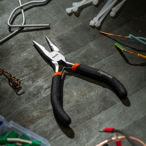 Длинногубцы прямые Mini, 130 мм, никелированные, авторазжим Sparta по ценам производителя в Уфе с доставкой по всей России