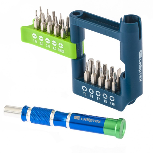 Отвертка для точных работ с набором бит, 21 шт, CrV Сибртех по ценам производителя в Уфе с доставкой по всей России