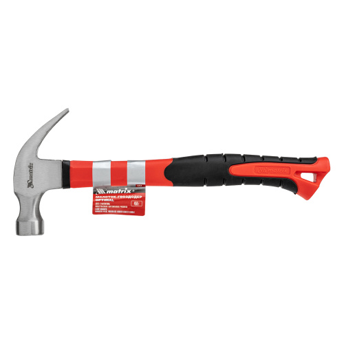 Молоток-гвоздодер optimal, 450 г, боек c магнитом, фибергласовая обрезиненная рукоятка Matrix по ценам производителя в Уфе с доставкой по всей России